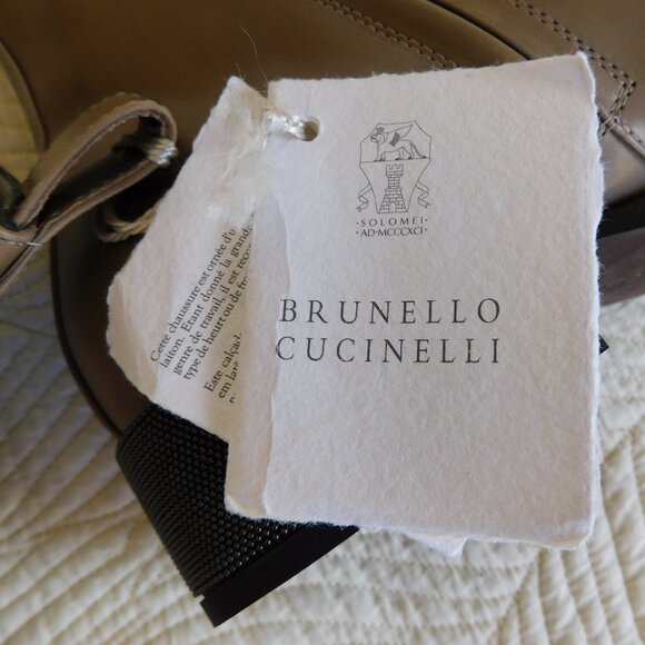 New Brunello Cucinelli monili heel Chelsea boot tan leather ankle booties 39 NWT - Picture 9 of 16